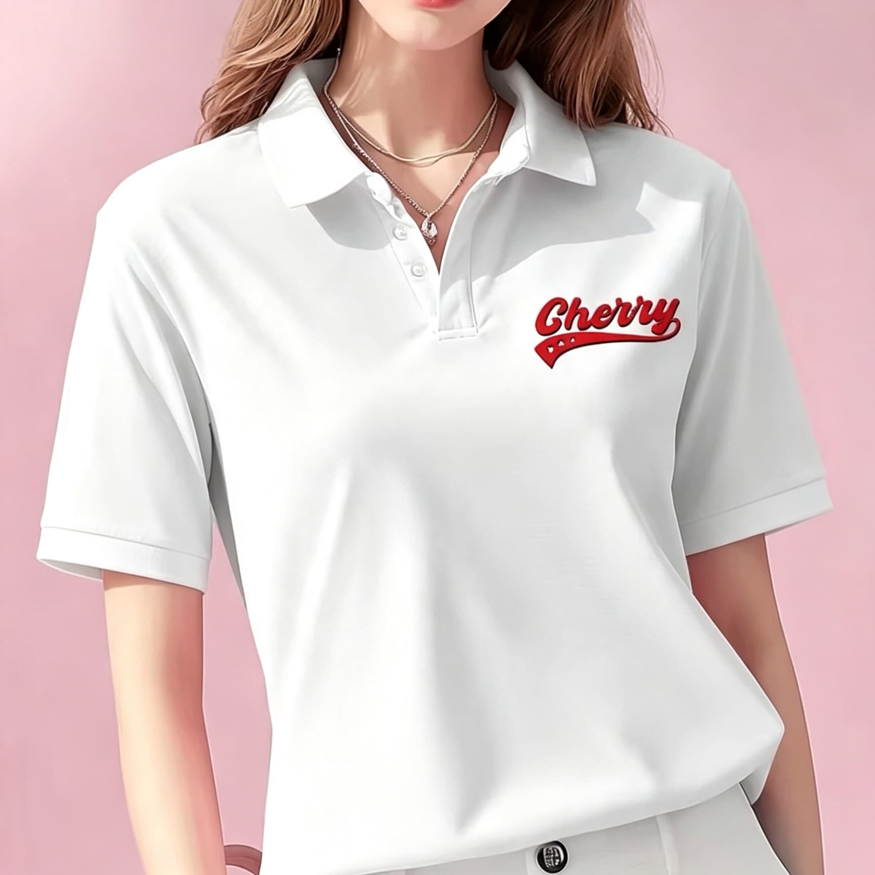 Men'S Polo Formal Wear - Lässiges weißes Unisex-Poloshirt mit stilvollem rotem
