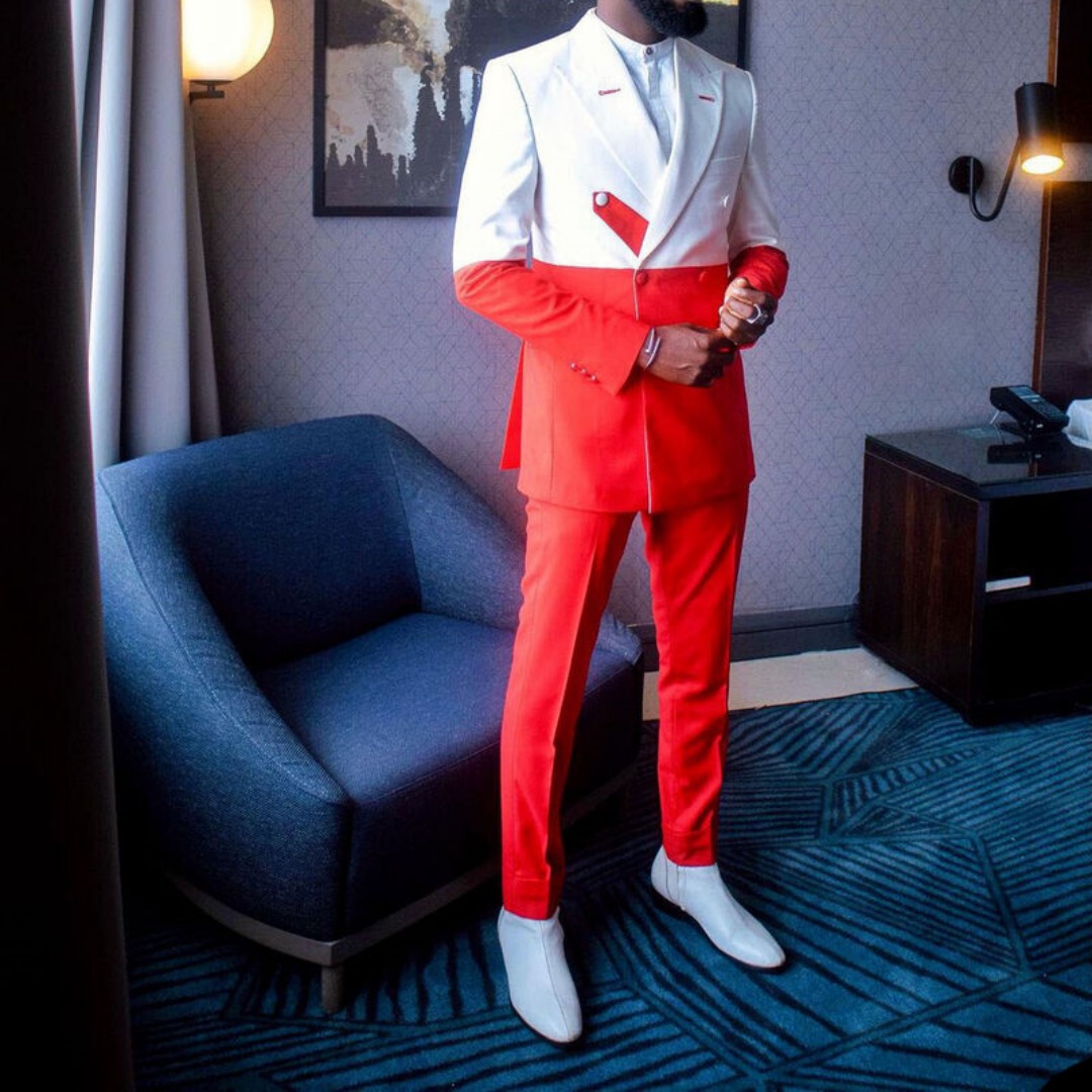 Men'S Formal Wear Not Suit - Neue Herrenanzüge 2-teilig Weiß-Rot Gespleißt Slim