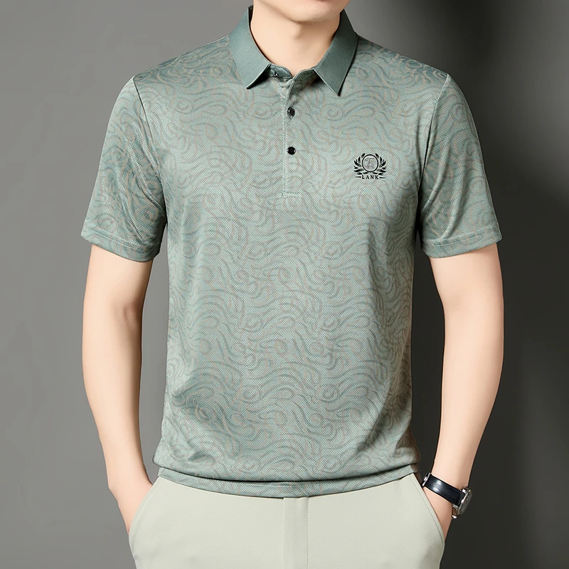 Men'S Polo Formal Wear - Herren Business Formelles Bedrucktes Poloshirt Kurzarm
