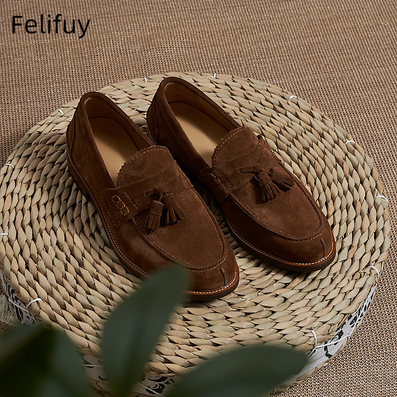 Men'S Formal Wear For A Wedding - Neue braune Herren-Loafer aus Rindsveloursleder mit