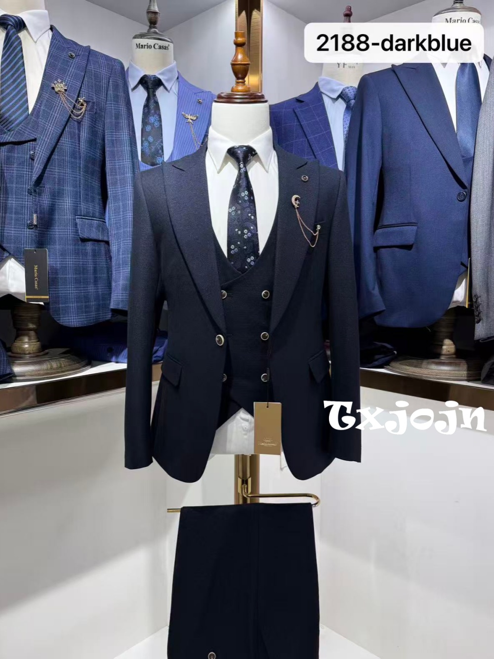 Men Formal Wear Wedding Guest - Dunkelblauer Herren-Anzug 3-teilig Business Bürokleidung Eleganter