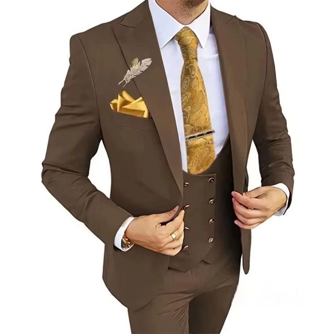 Men'S Formal Wear Not Suit - 3-teiliger Slim-Fit Herrenanzug, zweireihig, goldene Knöpfe,