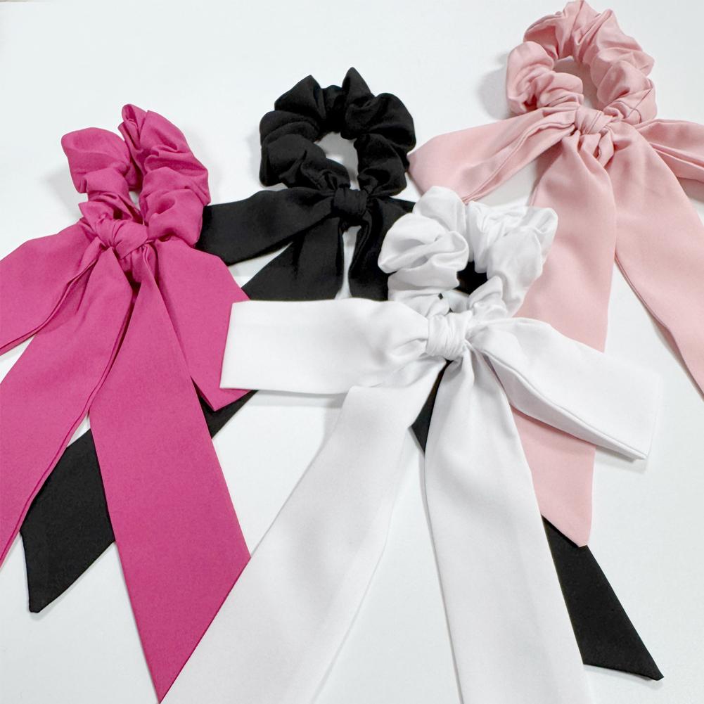Satin Bow Tie - Glatter Satin-Haargummi mit Schleife, elastischer Scrunchie-Haargummi,