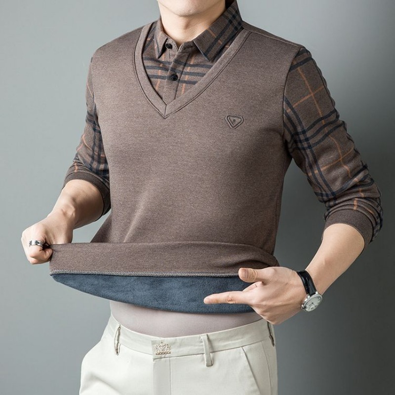 Men'S Polo Formal Wear - Männer gefälschte zweiteilige Poloshirts mit Fleece