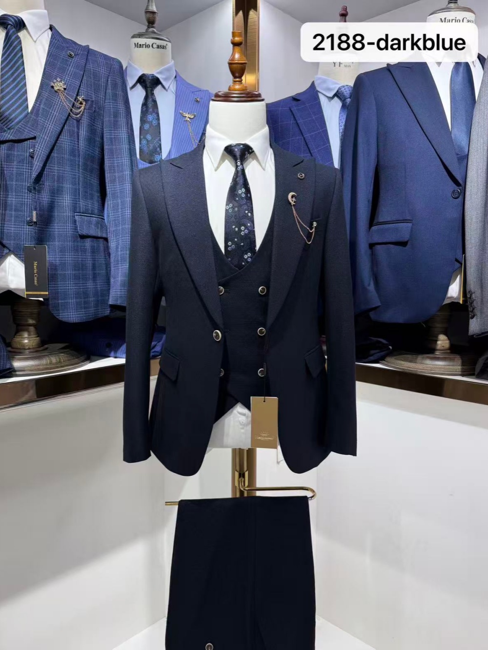 Dunkelblauer Herren-Anzug 3-te – Men Formal Wear Wedding Guest Bewertung und Preis